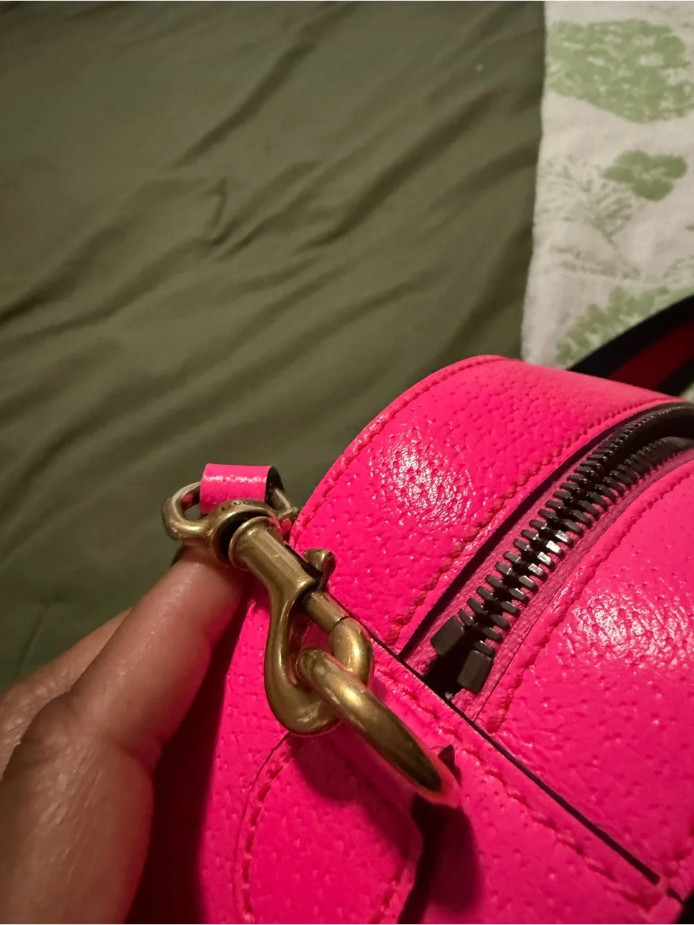 Authentic Gucci Beige GG Small Ophidia Crossbody with Pink Trim